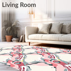 Abstract Pink Blush Swirl Ribbon Rug