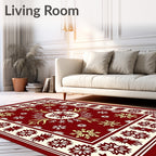 Crimson Snowflake Border Medallion Rug