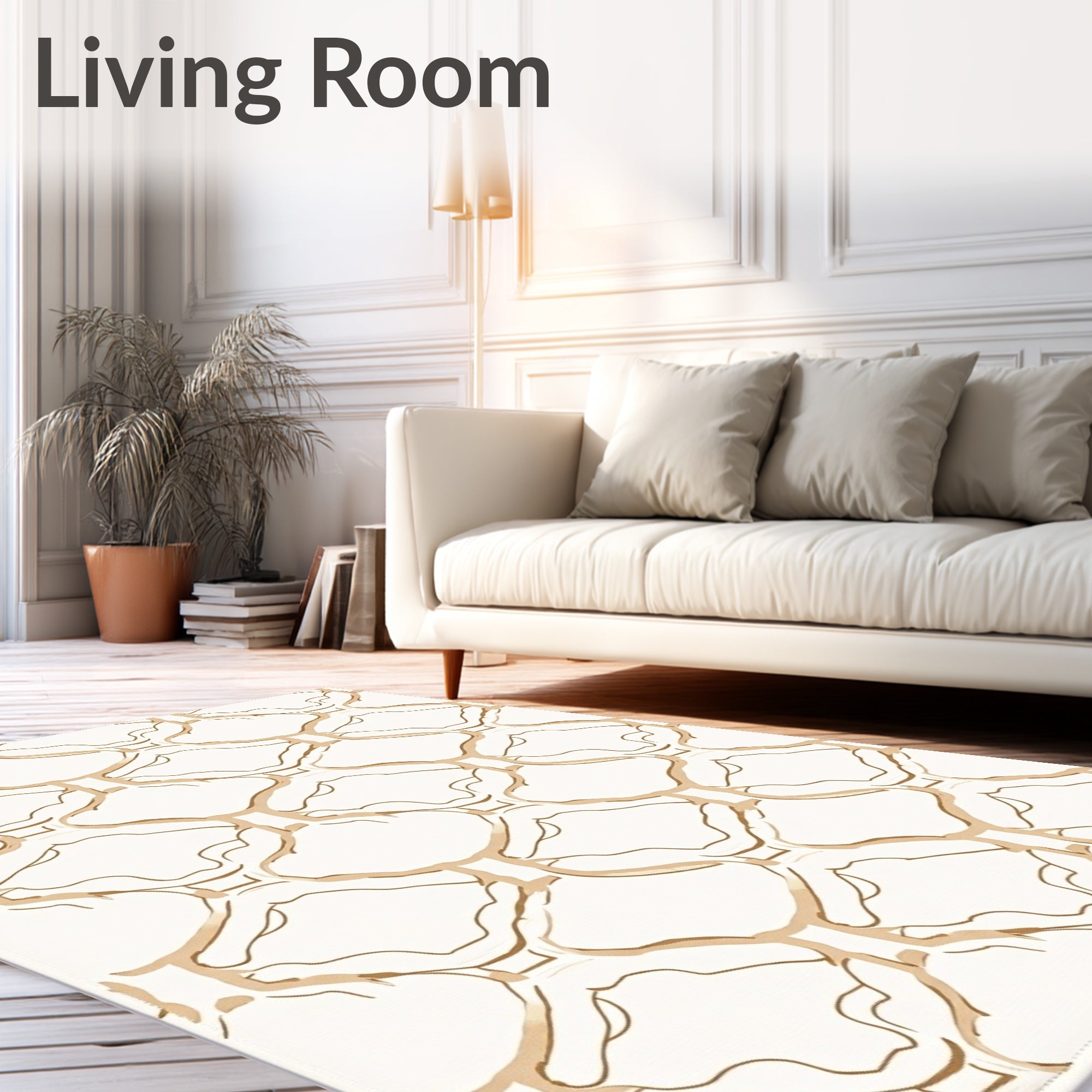 Antique Beige Lattice Repeating Pattern Rug