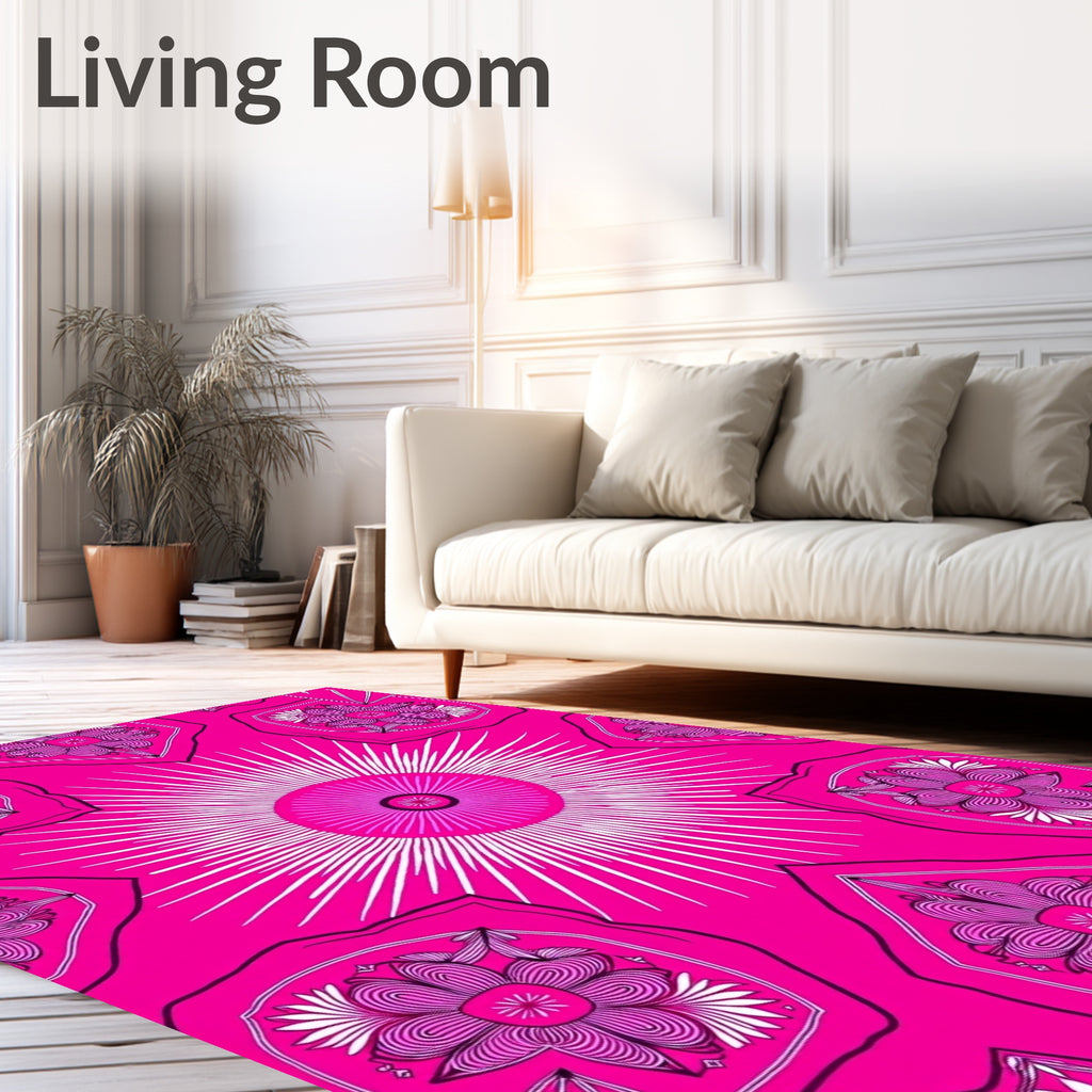 Vibrant Pink Floral Sunburst Medallion Rug