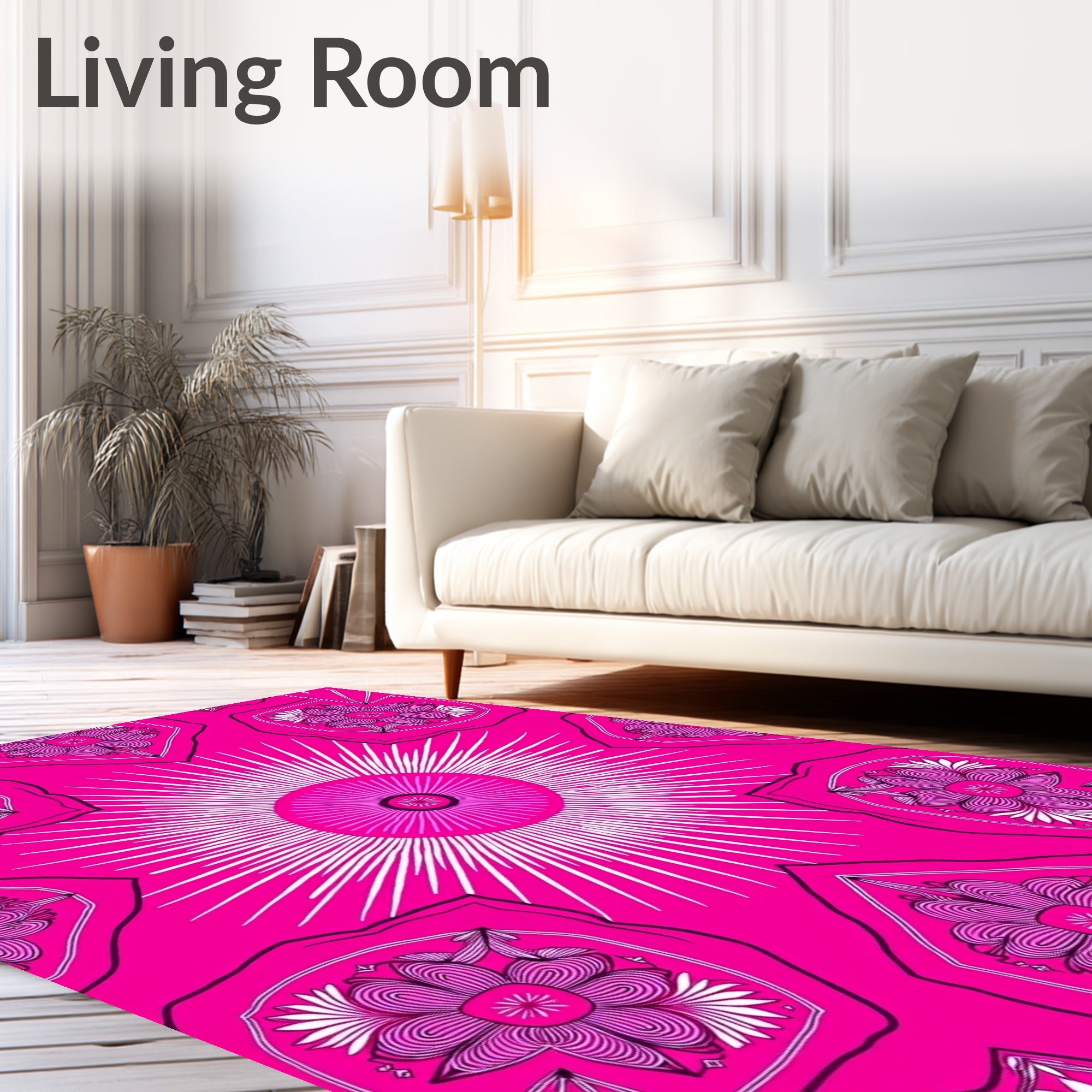 Vibrant Pink Floral Sunburst Medallion Rug