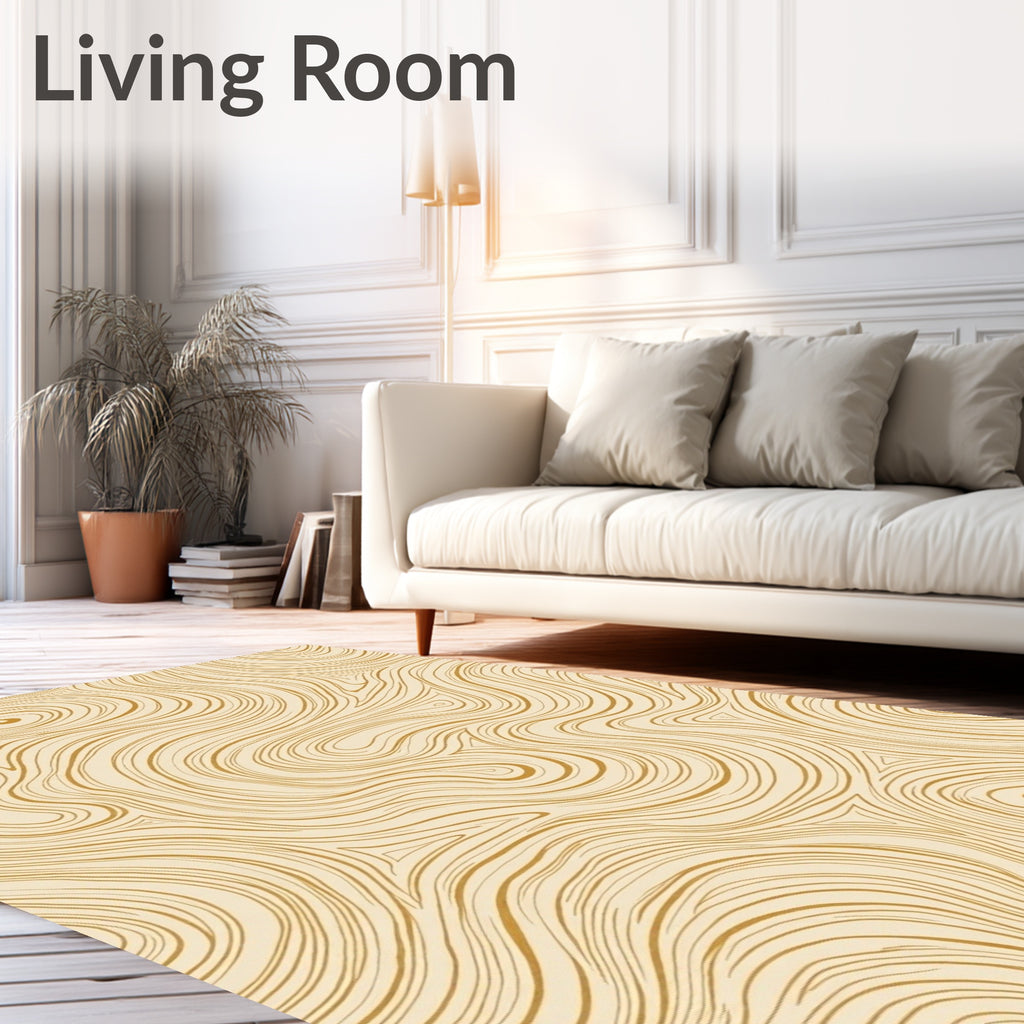 Golden Swirling Wood Grain Rug