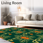 Emerald Green Orange Tree Ornament Rug