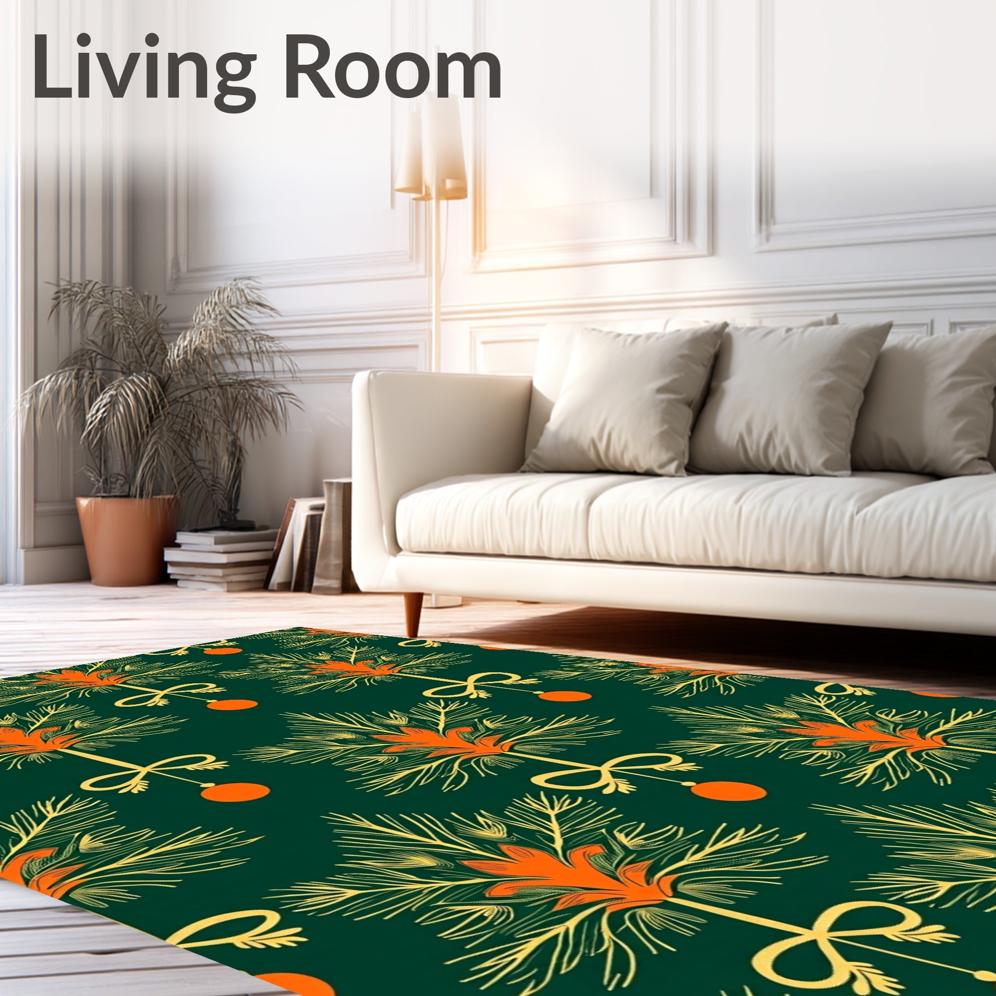 Emerald Green Orange Tree Ornament Rug