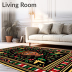 Colorful Tribal Portrait Floral Border Rug
