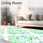 Aqua Green Abstract Floral Bloom Rug