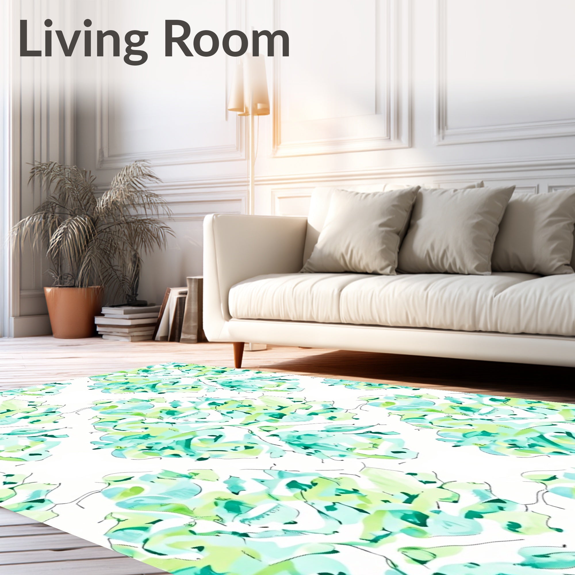 Aqua Green Abstract Floral Bloom Rug