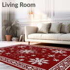Crimson Snowflake Medallion Border Rug