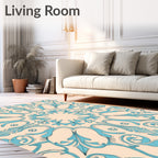 Azure Cream Floral Symmetry Rug