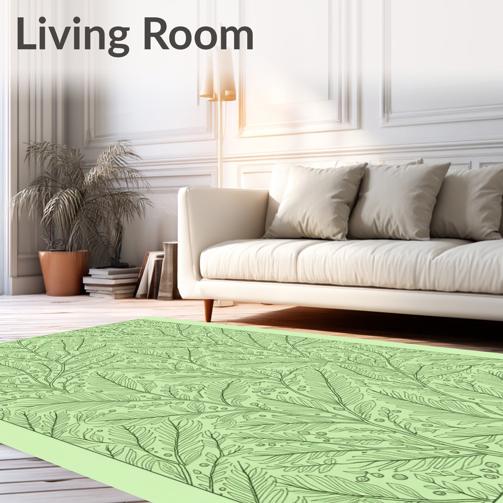 Verdant Green Botanical Vine Rug