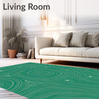 Jade Green Abstract Topographic Waves Rug