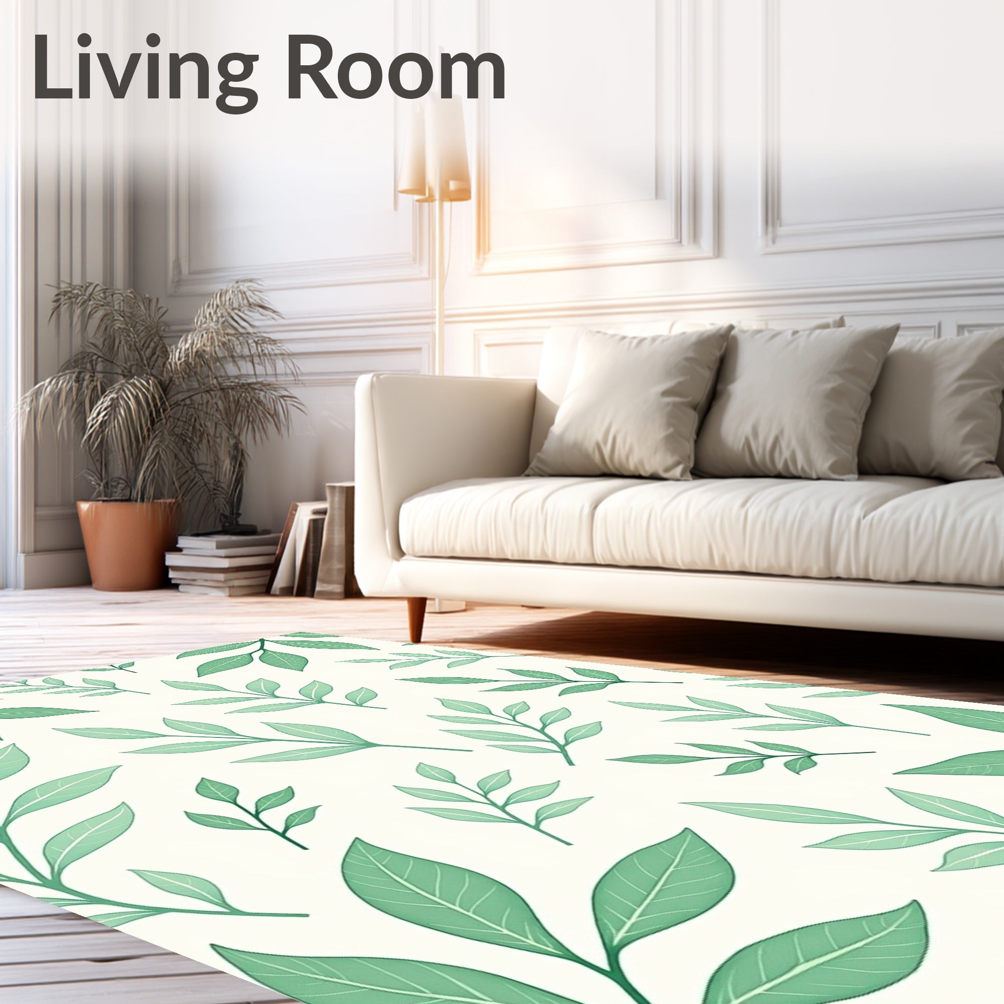 Delicate Green Leafy Branches Rug