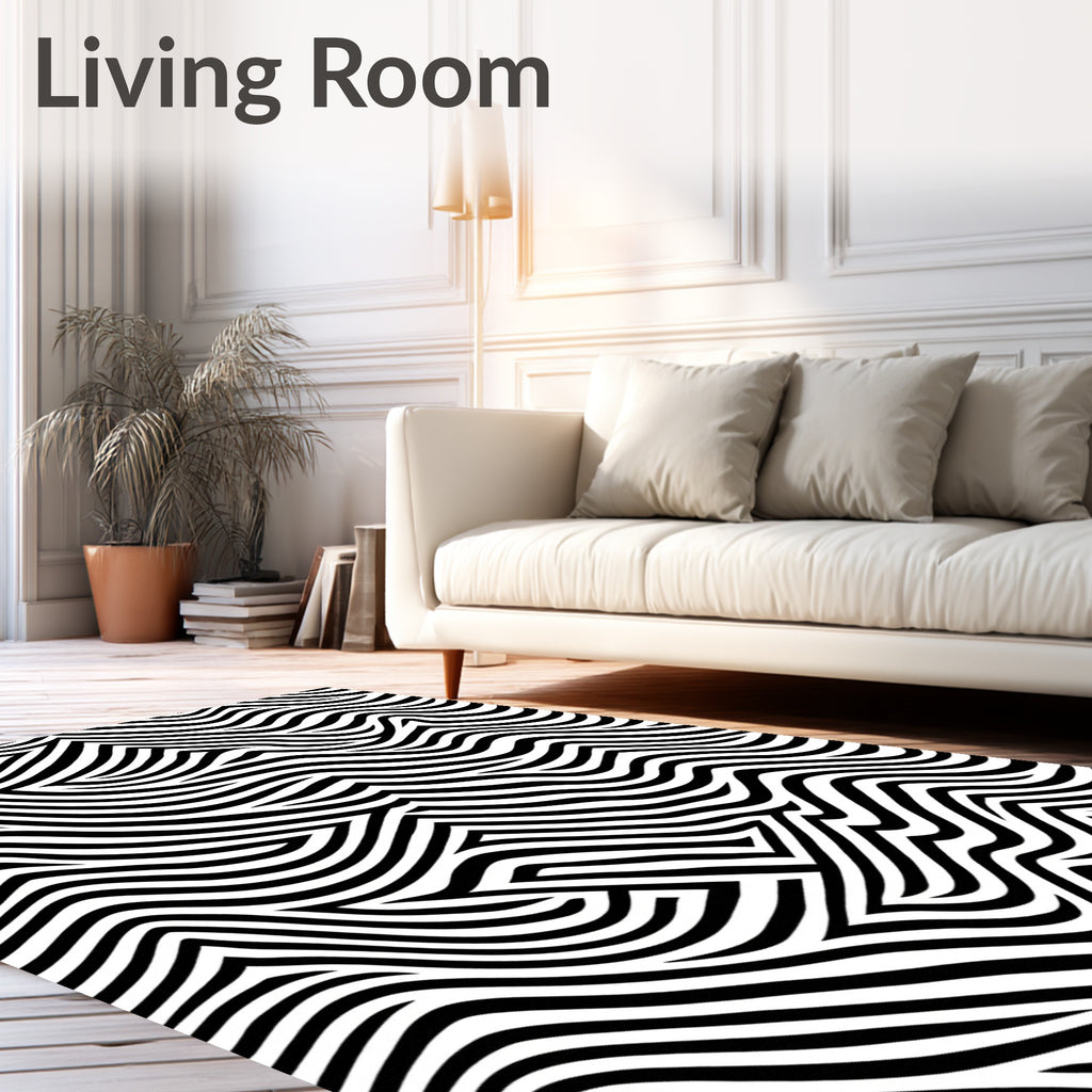 Abstract Black White Optical Illusion Rug