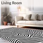 Abstract Black White Optical Illusion Rug