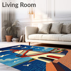 Seagulls Above Coastal Lighthouse Scene Rug