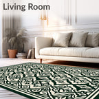 Cream And Forest Green Medallion Rug