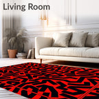 Bold Red Abstract Tangled Ribbons Rug