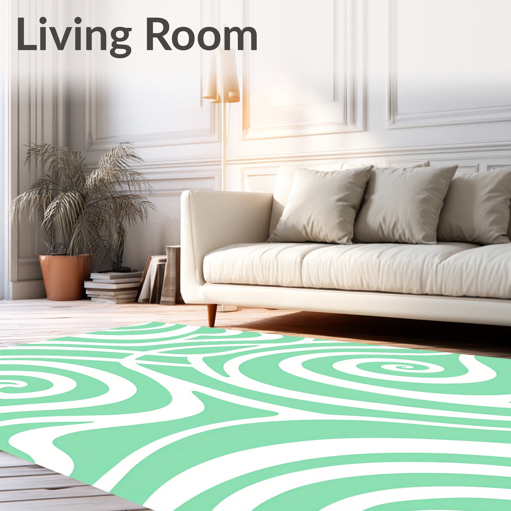 Mint Green Swirl Ocean Waves Rug