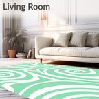 Mint Green Swirl Ocean Waves Rug