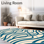 Teal Blue Intertwined Wave Rug