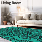 Teal Black Medallion Swirl Rug