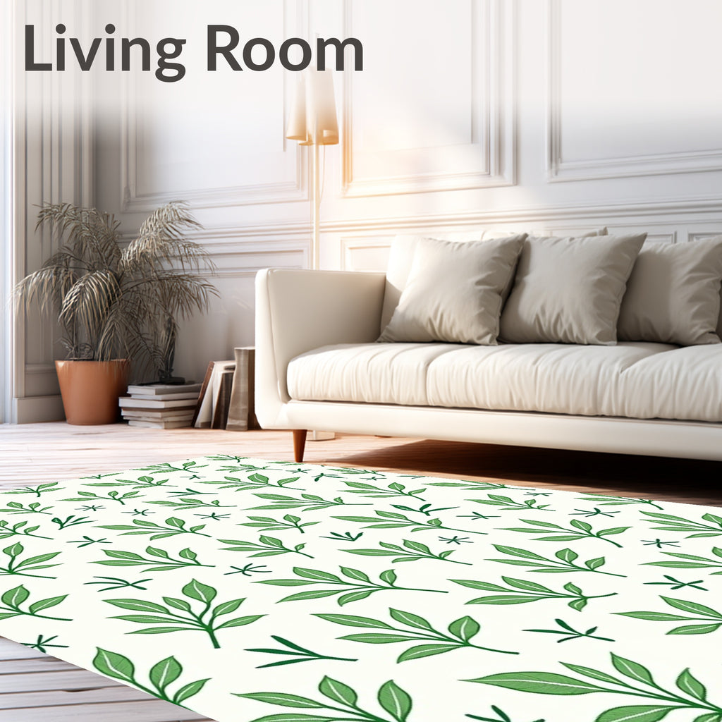 Simple Green Leaf Scatter Rug