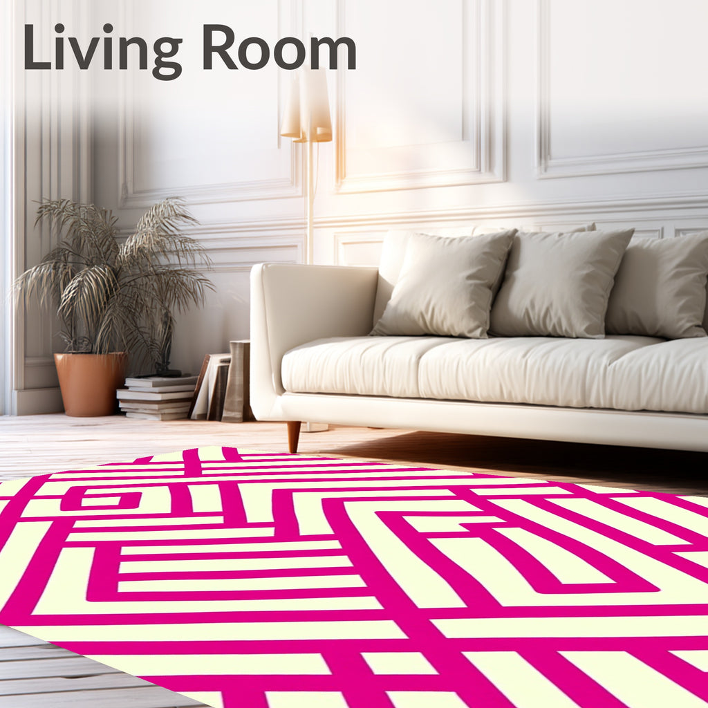 Bold Magenta Geometric Maze Rug