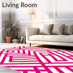 Bold Magenta Geometric Maze Rug