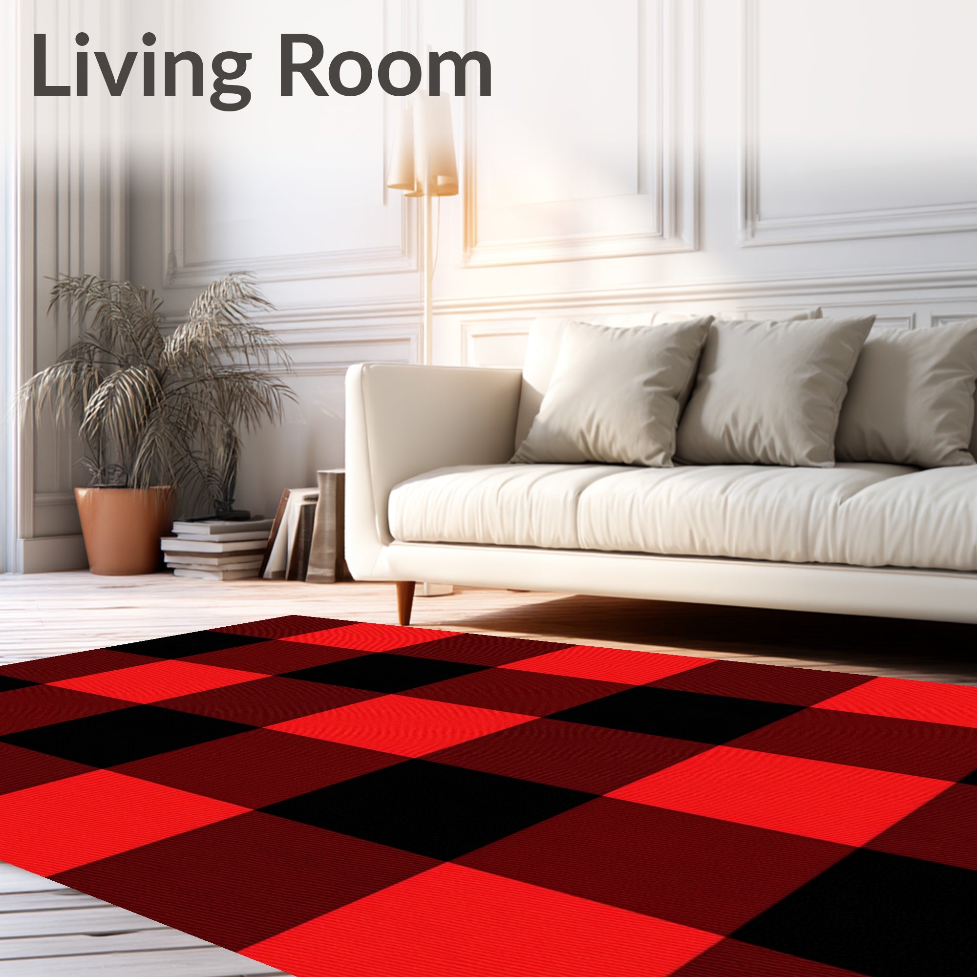 Red Black Buffalo Check Squares Rug
