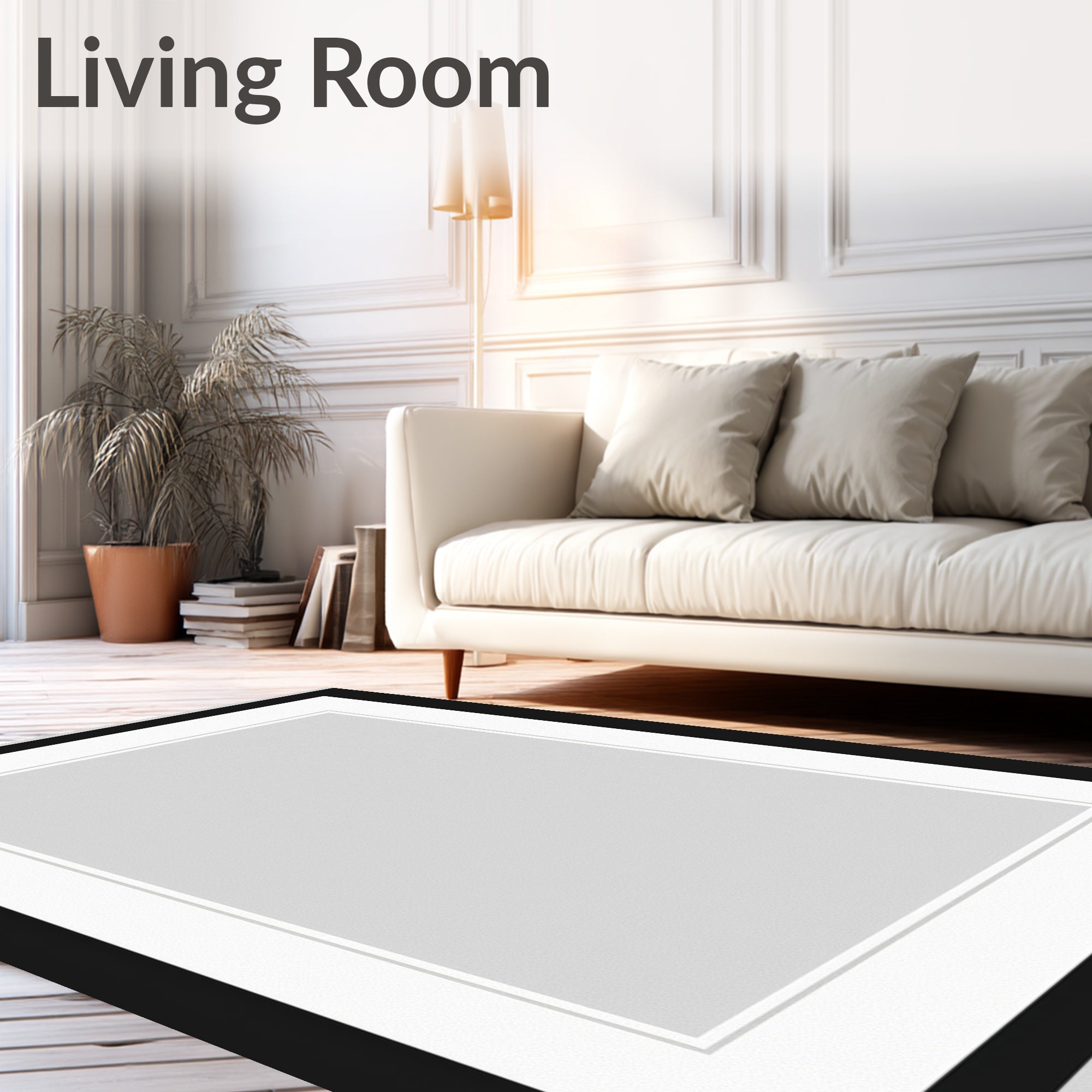 Neutral Textured Geometric Square Rug
