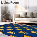 Playful Yellow Cat Folk Art Rug