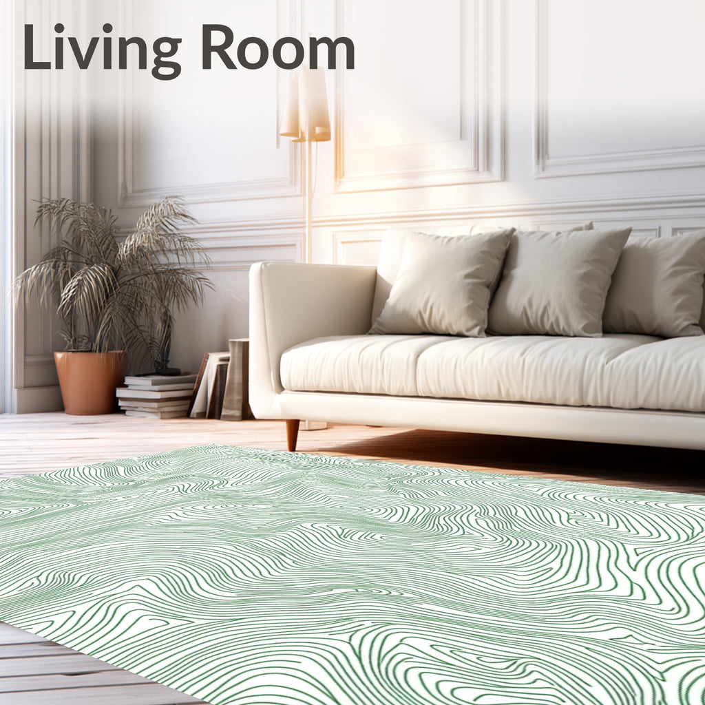 Green Contour Topographic Lines Rug