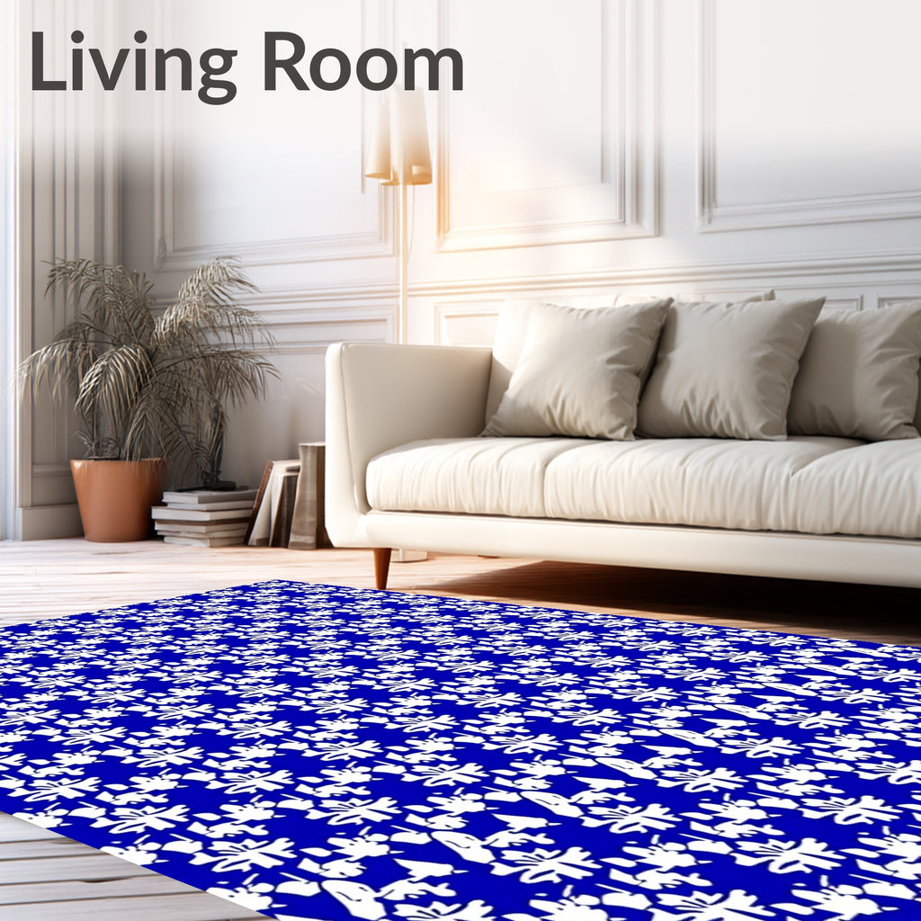 Royal Blue Floral Starburst Scatter Rug