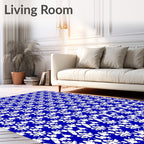Royal Blue Floral Starburst Scatter Rug