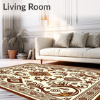 Vintage Brown Floral Medallion Scroll Rug