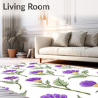 Purple Petal Flowers With Green Stems Rug