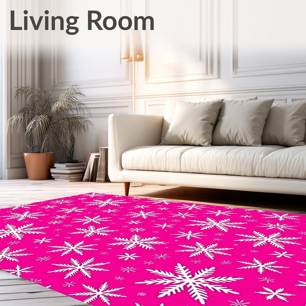 Vibrant Pink Snowflake Scatter Rug