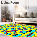 Whimsical Yellow Transportation Mix Rug