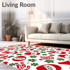 Charming Red Santa Claus Holly Sprigs Rug