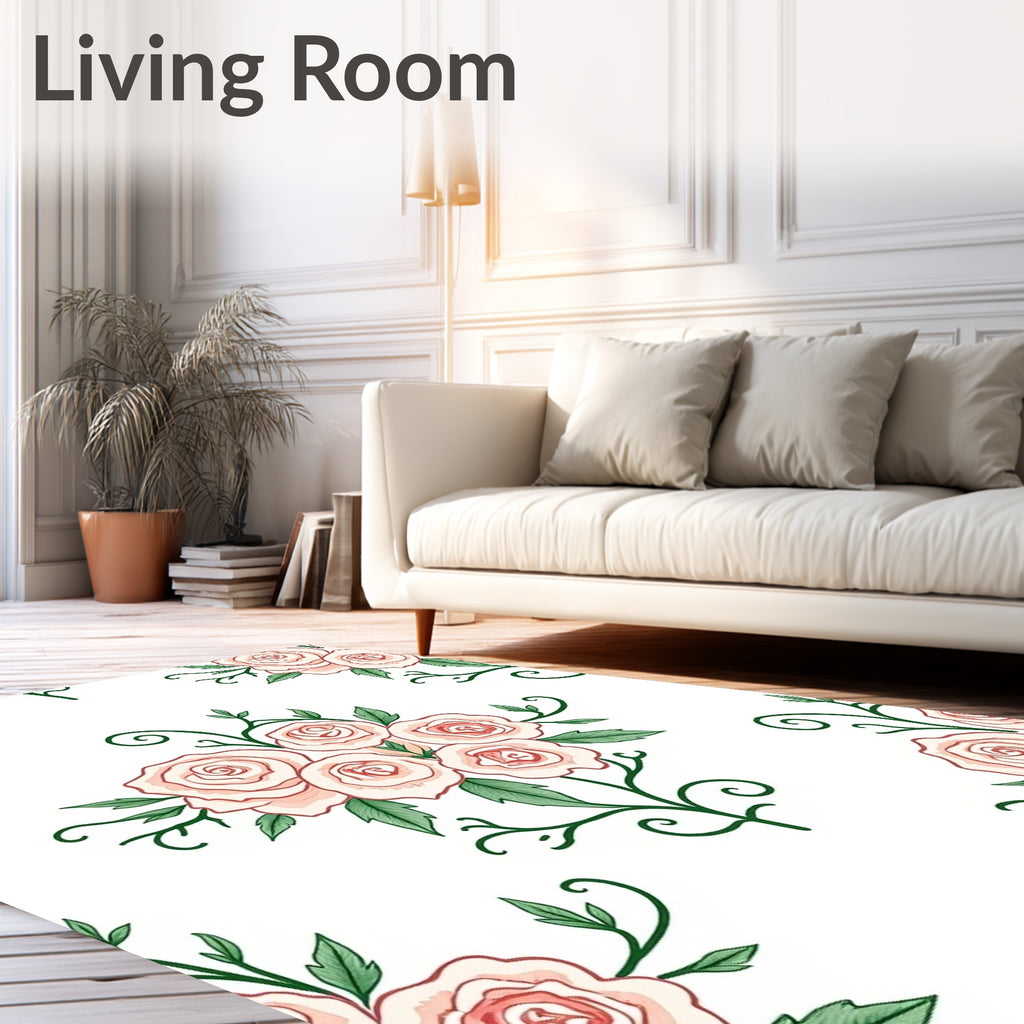 Soft Pink Rose Bouquet Garland Rug