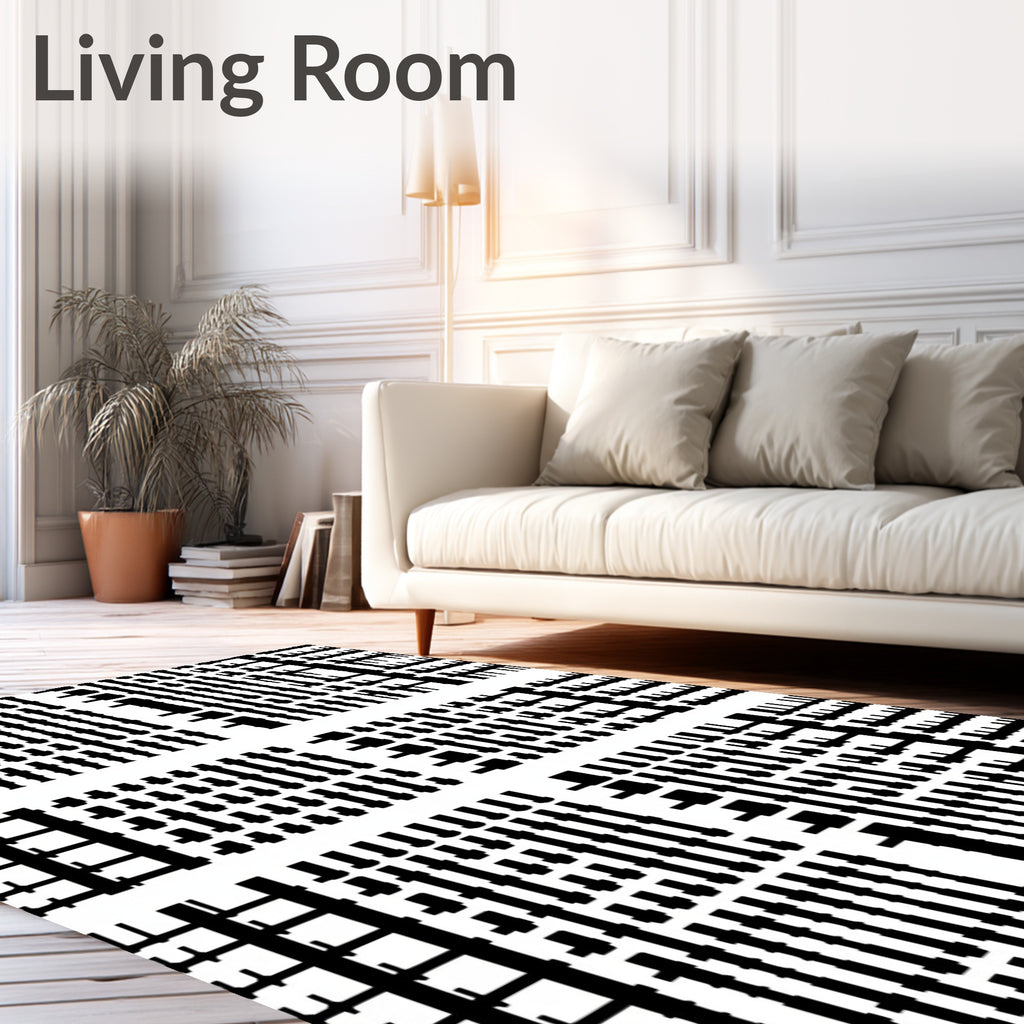 Monochrome Abstract Vertical Stripe Geometric Rug