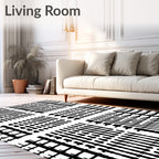 Monochrome Abstract Vertical Stripe Geometric Rug