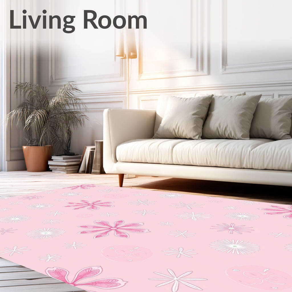Soft Pink Floral Scatter Rug