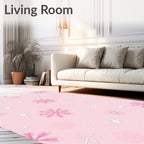 Soft Pink Floral Scatter Rug
