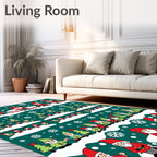 Whimsical Gnomes Christmas Snowflakes Holiday Rug
