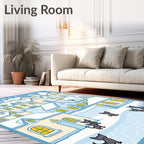 Whimsical Snow Village Cats Rug
