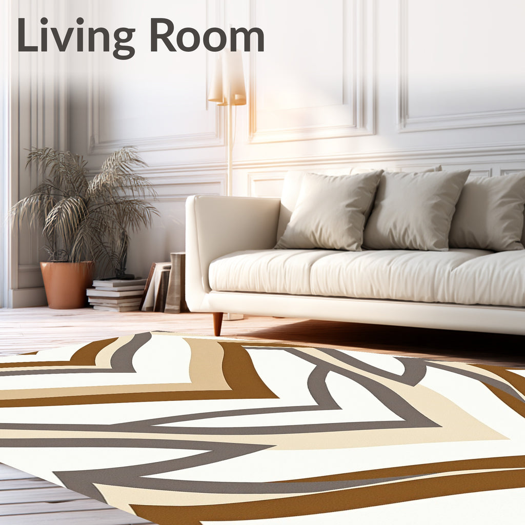 Brown Taupe Geometric Chevron Rug