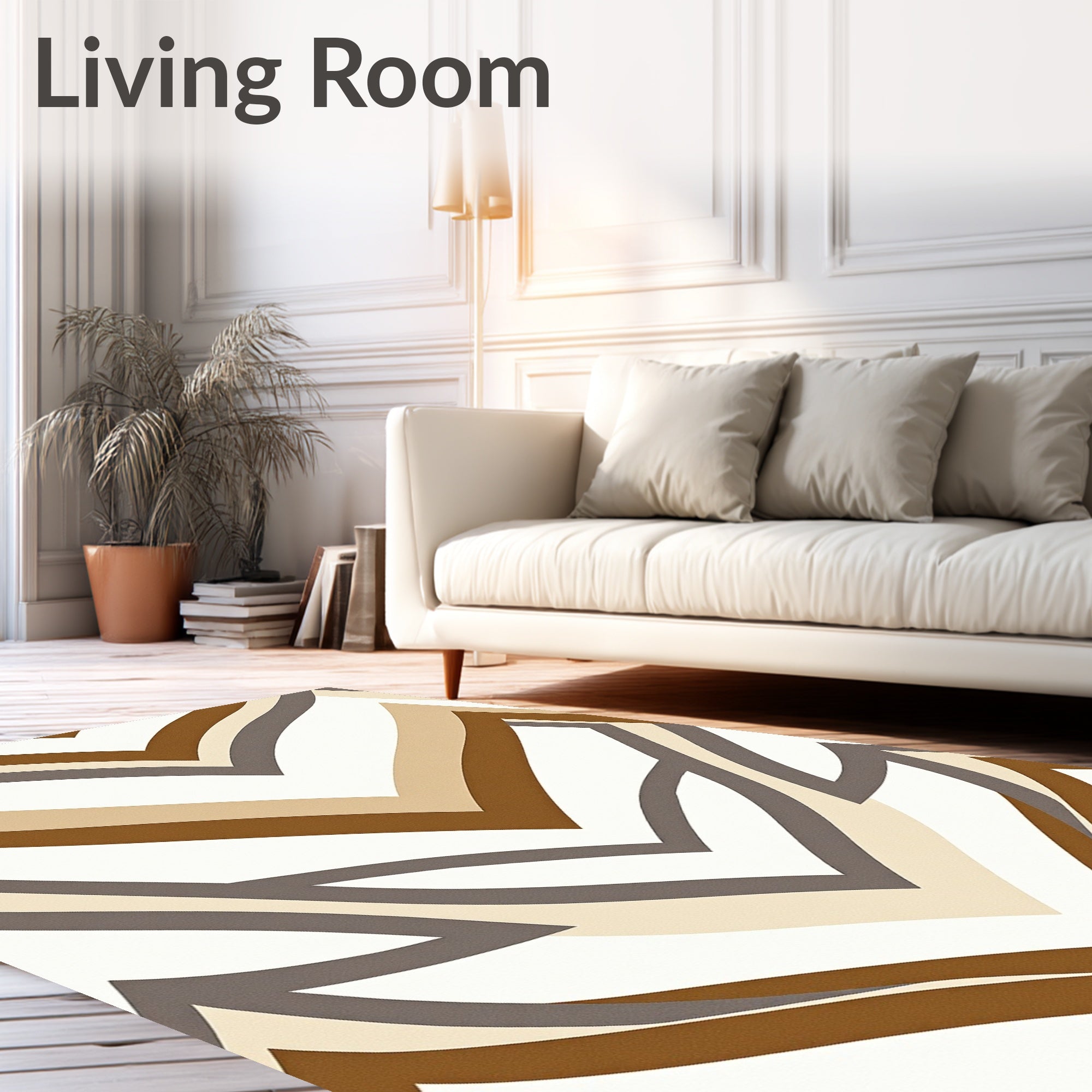Brown Taupe Geometric Chevron Rug