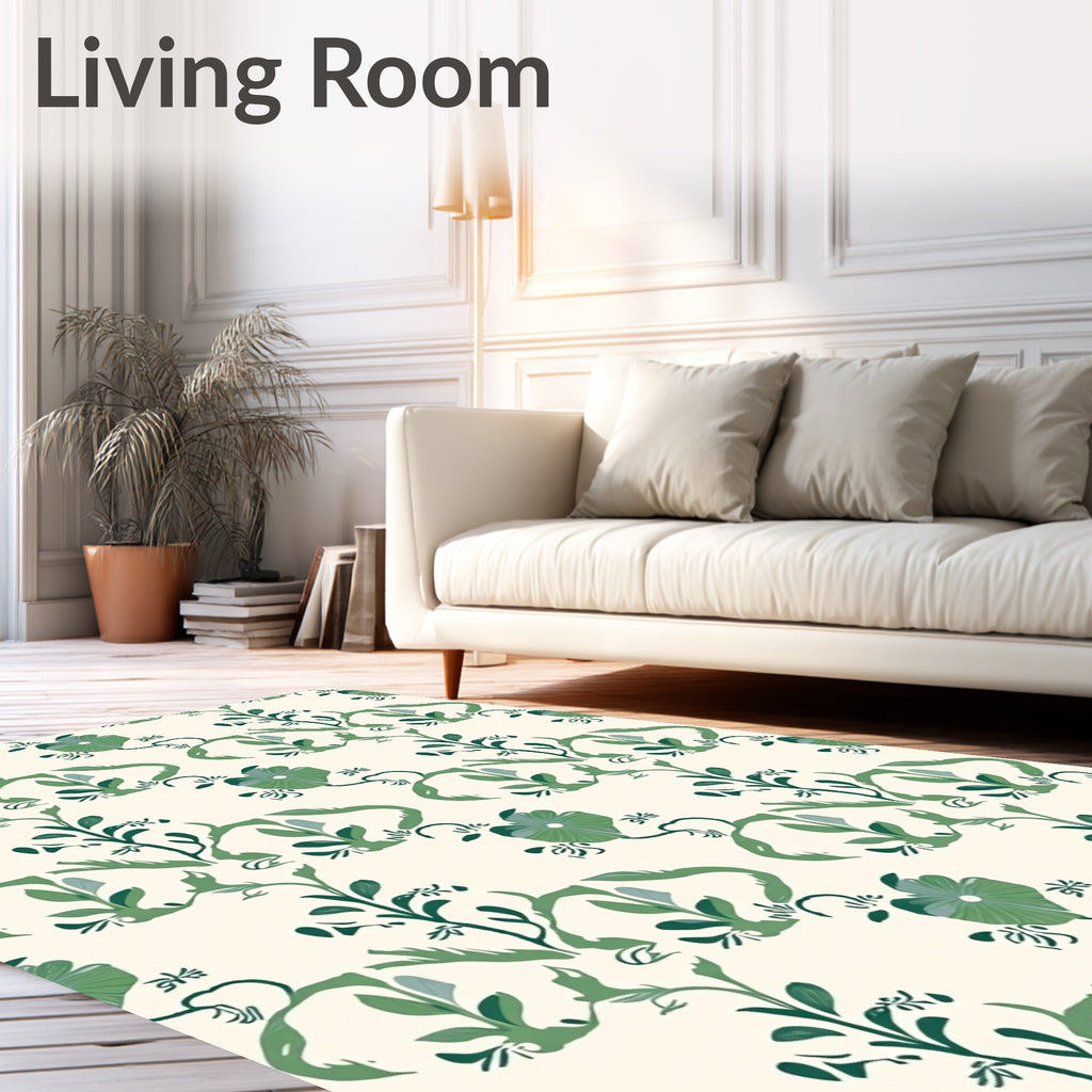 Verdant Green Vine Floral Arrangement Rug