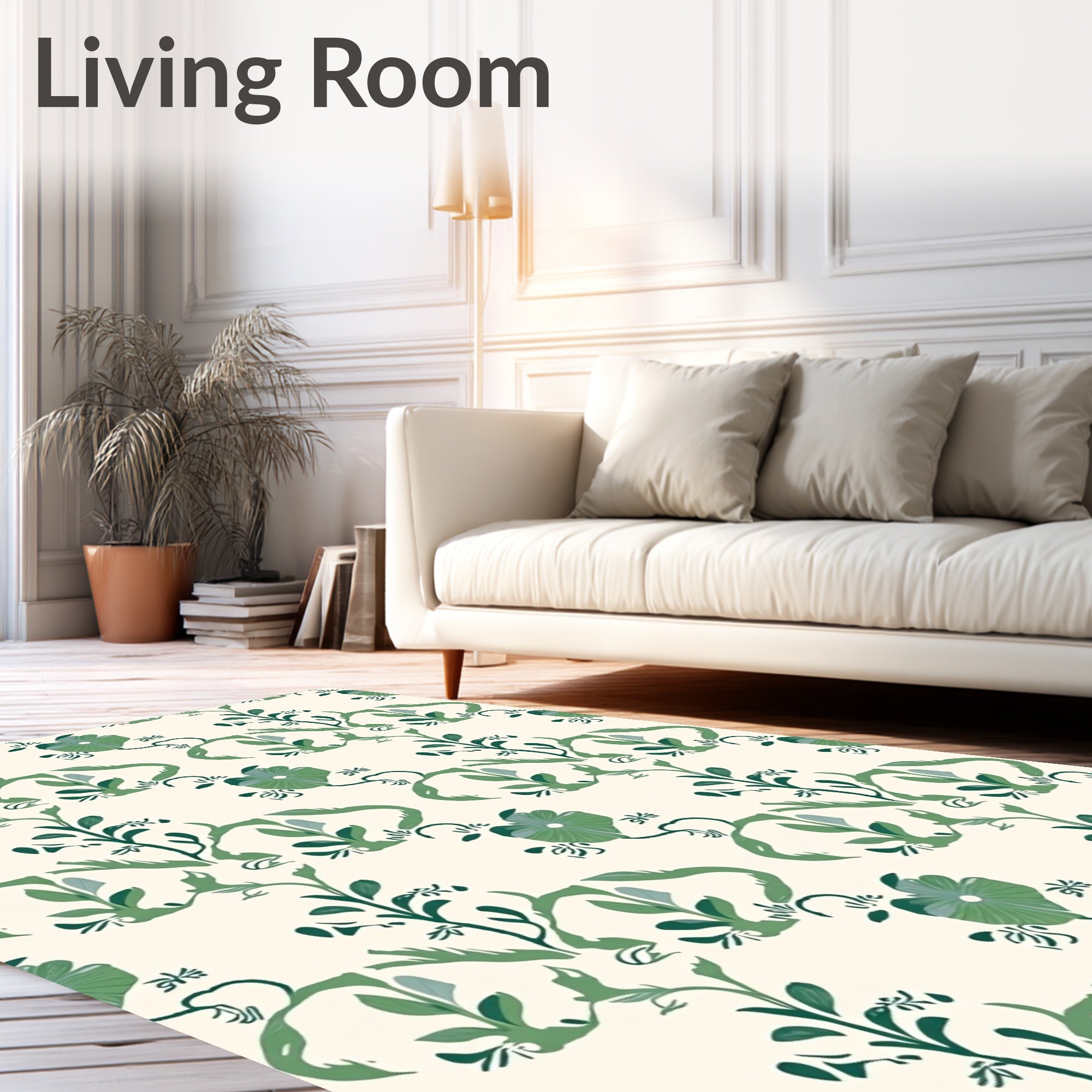 Verdant Green Vine Floral Arrangement Rug